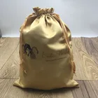 Customized Logo Thick Gold Satin Hair Extension Pouch