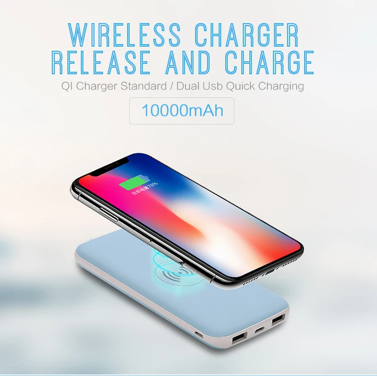 Promotional Universal latest warner charger 20000mah qi wireless power bank two side with Flashlight - ANKUX.COM