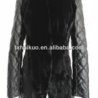 women trendy new style real lamb leather down jacket coats with mink fur trimming