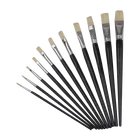 Professional Black Wood Handle Paint Brushes Natural Hog Bristle Hair Artist Brush for Painting