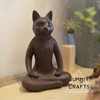 Resin cartoon meditation cat figurine