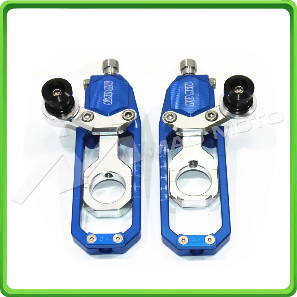 Motorcycle Chain Tensioner Adjuster with paddock bobbins kit for Suzuki GSXR1000 GSXR 1000 GSX-R1000 2007 2008 07 08 Blue&Silver (1)