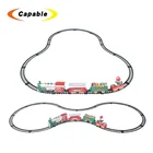 Christmas electric smoke rail track train toy sets with light and music