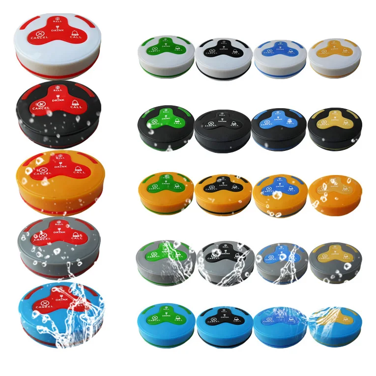 Bot&atilde;o de chamada &agrave; prova d' &aacute;gua com rel&oacute;gio de pulso pager vibrat&oacute;rio sem fio chamando sistema gar&ccedil;om - ANKUX.COM