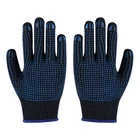 Blue ran double side blue dotted PVC safety working gloves for protection