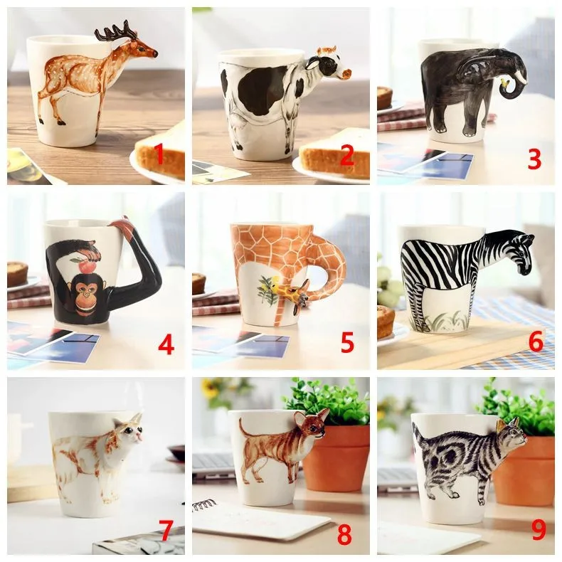 3d animal cup, ceramic animal hand painting ceramic mug,coffee mug
