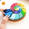 Baby Kids Educational Toys Rainbow Building Blocks stacking stack Wooden snail Rainbow for kids Learning Recognition Puzzle Toy