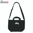 Bag Ladies Plain Black Canvas Sling Shoulder Bag Ladies Messenger Bag Custom Logo