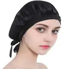 Silky Comfortable Chemo Caps Cancer Headwear Skull Cap black 100% Mulberry Silk Night Sleeping Cap Bonnet Hats for Women