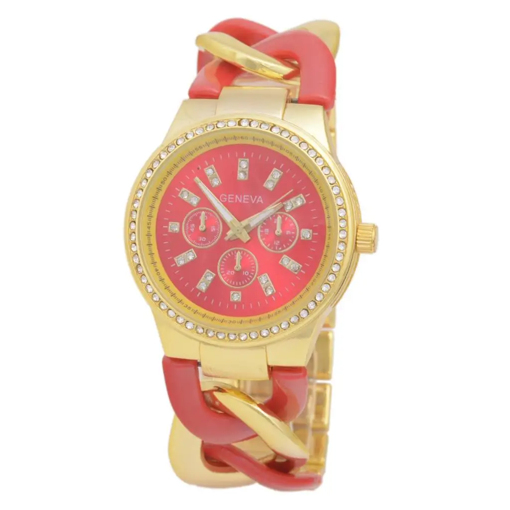 New ladies bracelet watches, Geneva watches ladies quartz watch! Relogio Masculino! Golden Red