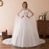 New Tulle Wedding Gown With Long Cape Elegant Bridal Dresses Custom By Manufacturer