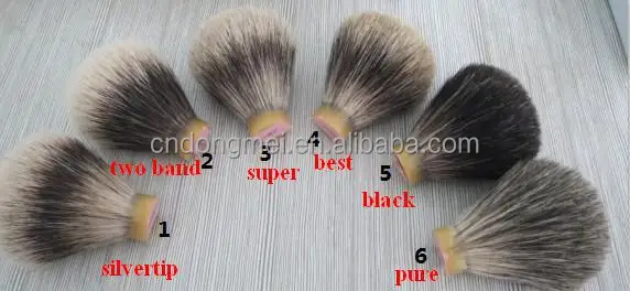 different hair badger shaving knots.JPG
