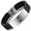 Men Bracelet Smooth / Cross Bible Stainless Steel Black Silicone Rubber Wristband Bracelets Male Jewelry