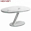 Wholesale hot selling furniture tempered glass top oval dining table with full extension