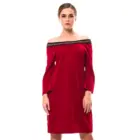 Fashion long flare sleeve off shoulder lace women loose casual dress