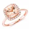 925 Sterling Silver Cubic Zirconia CZ Rose Gold Plated Cushion Cut Morganite Halo Diamond Engagement Ring