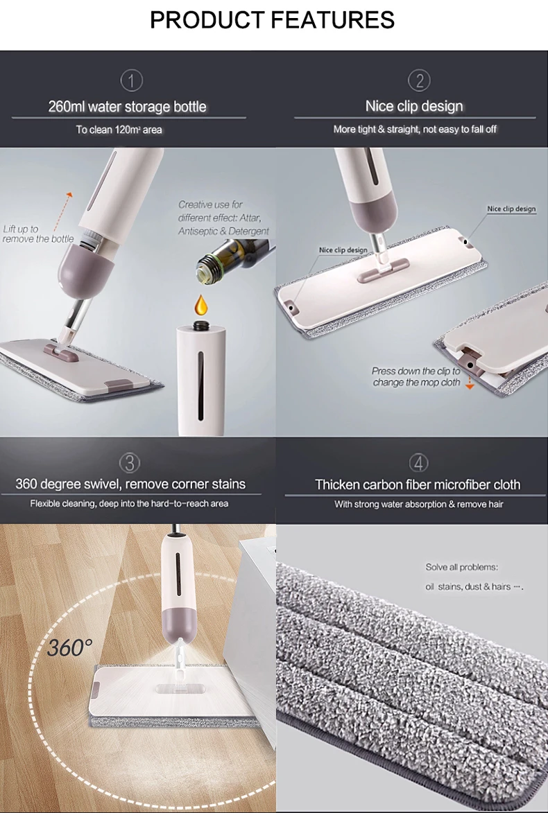 2018 TOPOTO Innovative Microfiber Floor Cleaning Type Portable Water Spray Mop