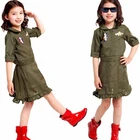 PGCC2386 Wholesale Kids Girls Military Army American Fancy Dress Top Gun Cosplay Costume