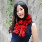 CX-S-01G Fashion Design Rex Rabbit Fur Shawl Knitted Fur Scarf for Women