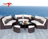 Semi-circle Modern Garden Patio Furniture Aluminum Outdoor Sectional Rattan Wicker Sofa Set