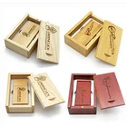 Free Customized Wooden Box Photo Studio Logo USB 2.0 Flash Drive Gift
