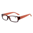 Stylish Tiny Square Shape Reading Glasses Demi Frame with Orange Wood Temple