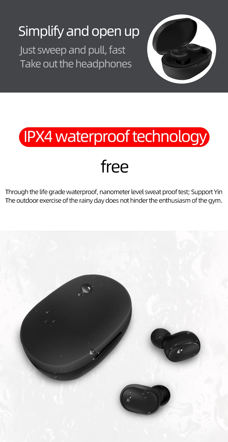 New Wireless Headphone In-ear Earbuds Waterproof Sports BT Earphone A6S - ANKUX.COM
