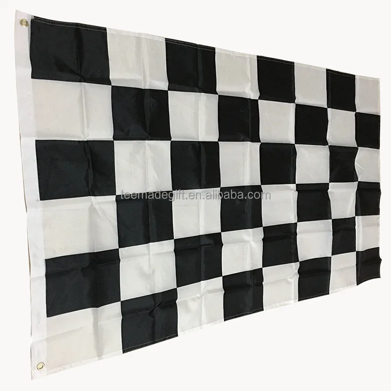 Al aire libre decorativa 90x150 cm custom racing bandera a cuadros, blanco negro bandera a cuadros