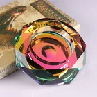 Octagon Large Rainbow Coating Crystal Ashtray for Cigarettes or Cigars