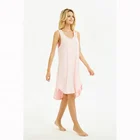 Wholesale Ladies Cotton Pajamas Sleepshirt Pink Sleeveless Sleeping Dress for Woman