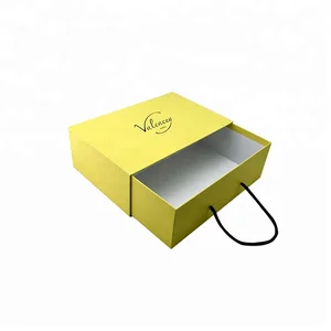 customs yellow paper drawer cardboard shoe box with carry handle