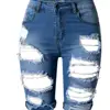 ST26 Womens Ladies High Waist Ripped Hole Washed Short Jeans Size Plus size