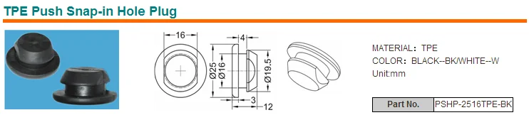 TPE Push Snap-in Hole Plug
