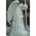 Prefabricated Praying White Marble Angel Statue with big Wings