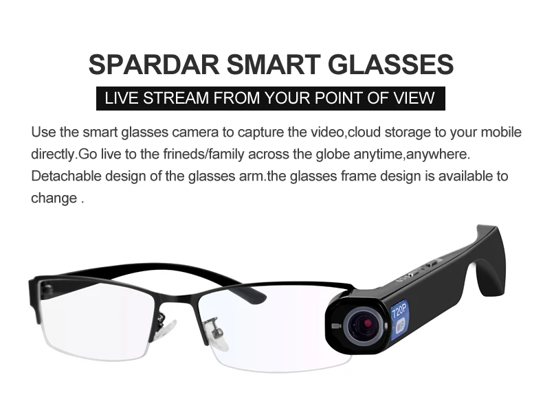 New Wearable 3G/4G/Wifi Live Streaming HD Video Camera Glasses Video