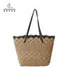 Fashion lovely flower decoration beach tote raffia Purses women straw handbags
