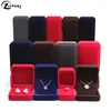 Stock velvet gift box for jewelry,10 colors flocked ring pendant bracelet jewelry packing box