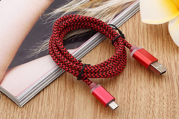 Aluminum Braided Wire Micro USB Cable Micro B Sync and Charging Cables for Samsung Nexus LG Motorola Android Smartphones - ANKUX.COM
