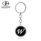 Custom letter w glass keychain ring for wholesale