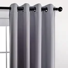 2 Panel Solid Lined Thermal Blackout Grommet Window Curtain Drape