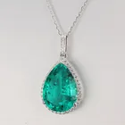18k Gold Pear Shape Hydrothermal Emerald Pendant Necklace Jewelry