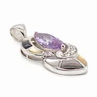 Rhodium Plated Three Color Shell Violet Crystal Best Friend Forever Pendant