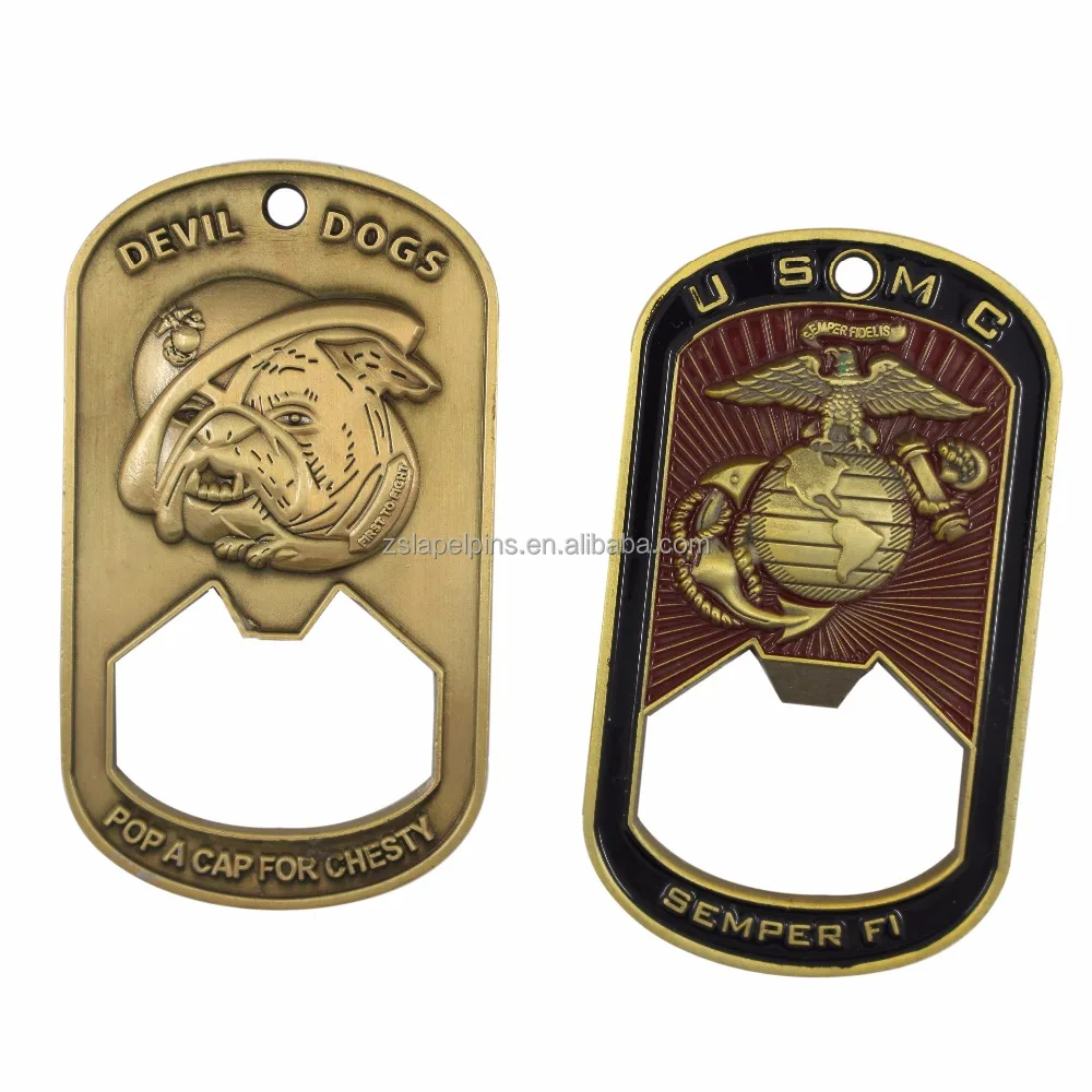 USMC United States Marine Corps Challenge Coin Bottle Opener