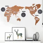 New Creative Watch World Map Large Digital Silent Wooden Photo Commercial Wall Clock with Hands for Office/Home