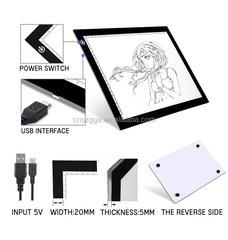 ultra thin slim led artcraft tattoo a4 tracing light box stencil