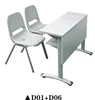 Sample style study plastic desk and chairs, university desk with drawer chair set D01+D06