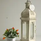 White Moroccan style hexagonal metal lantern for wedding and indoor
