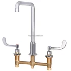CUPC Faucet 8" Deck Mounted Dual Long Handle lead free brass Faucet lever wrist handle gooseneck spout usa