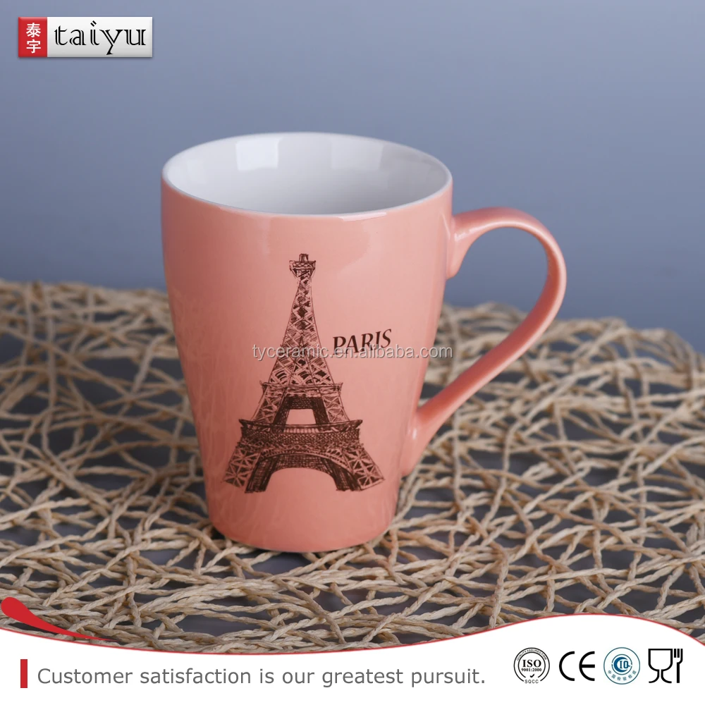 ceramic color paris mug for gift promotion