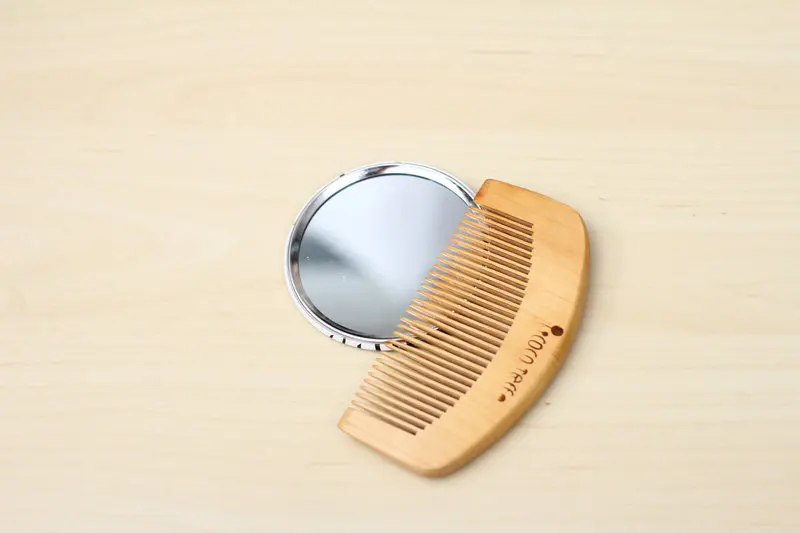 Student life supplies wholesale strange tree mirror comb wooden comb mirror ML-HZ2399 tinplate package